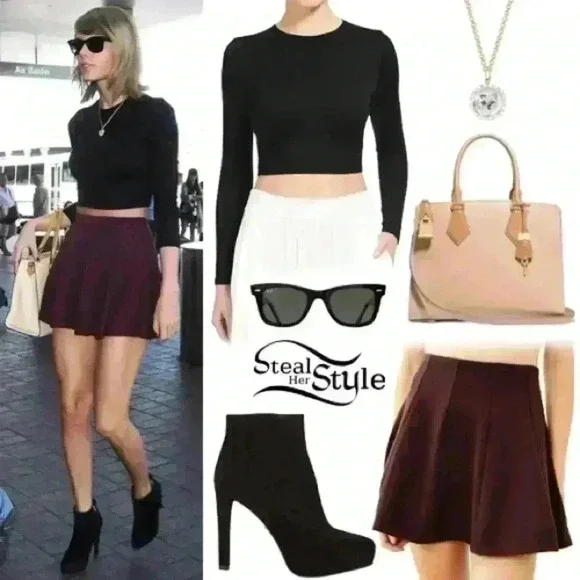 Kimchi Blue UO Flirt With Me Skirt S Reddish Brown favorite of Taylor Swift 🫶 - Picture 4 of 4